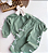 Conjunto feminino Casual de 2 Peças, Blusão e Calça de Moletom Flanelado verde  Com Decoração de Laço Branco - Imagem 1