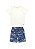 Conjunto Menino Camiseta Off e Bermuda Moletinho Azul Estampada - Alakazoo - Ref 39436 - Imagem 2
