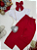 Conjunto Feminino Infantil - de Croped Branco com Brilho e Calça Pantalona Vermelha - Imagem 1
