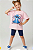 Conjunto Infantil Feminina Camiseta Rosa Stitch e Bermuda Coton Ciclista Azul - Stitch - Disney - Imagem 1