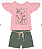 Conjunto Infantil Menina de Flores - Blusa Rosa e Short Moletinho Verde - Brandili - Ref 26616 - Imagem 1