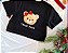 Blusa Croped Infantil Feminino - Em Algodão - Estampada De Urso - Cor Preta - Imagem 1
