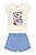 Conjunto Feminino Infantil - Blusa Off e Shorts Moletinho Azul Claro - Elian - Ref 232383 - Imagem 1