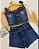Conjunto Feminino Infantil Jeans Croped e Short Com Brilho - Wesley - Imagem 1