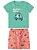 Conjunto Masculino Infantil Camiseta Verde Claro e Bermuda Moletinho Laranja Estampada - Malwee Kids - Ref 112678 - Imagem 1