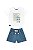 Conjunto Masculino Camiseta Malha e Bermuda Moletinho Branco\Azul - Ref 34224 - Quimby - Imagem 1