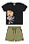 Conjunto Infantil Menino - Camiseta Leão Com Skate e Bermuda Moletinho Verde - Elian - REf 221723 - Imagem 2