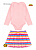 Conjunto Feminino Infantil Body Rosa e Saia Listrada Primeiros Passos - Turma da Mônica - Imagem 2