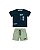 Conjunto Masculino Infantil Manga Curta Colorittá -Azul Marinho/Verde REF173463 - Imagem 1