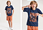 Conjunto Masculino Infantil Dinossauro - Camiseta Azul e Bermuda Terracota - Imagem 1