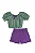 Conjunto Feminino Croped Verde - Roxo Short Roxo Kukie - Ref 87328 - Imagem 1