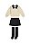 Conjunto Feminino Infantil Blusa Moletom Manga Longa Bege com Gola Preta, Saia Preta e Meia Calça Preta - Colorittá - Ref 73243 - Imagem 2