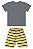 Conjunto Camiseta Malha e Bermuda Moletinho Cinza\Amarelo - Ref 18038 - Quimby - Imagem 2