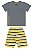 Conjunto Camiseta Malha e Bermuda Moletinho Cinza\Amarelo - Ref 18038 - Quimby - Imagem 1