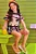 Conjunto Preto Infantil com Blusa Boxy e Shorts em Malha Estampa Tropical -Kukie 77221 - Imagem 2