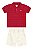 Conjunto Masculino Infantil Camisete Polo Vermelha e Bermuda Sarja Off - Coloritta - Ref 72226 - Imagem 2
