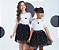 Conjunto Feminino Blusa Branca Canelada Com Coração e Saia Poa Preta Tule - Mini JuJu - Imagem 1
