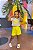 Conjunto Feminino Infantil Croped Branco Coração Amarelo Neon e Short Amarelo Neon - Imagem 1