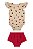 Conjunto Feminino Infantil Body Bege com flor Vermelha e Short Saia Vermelha - Colorittá - Ref 71213 - Imagem 2