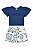 Conjunto Feminino Infantil Blusa Azul e Short Branco Estampado - Coloritta - Ref 75334 - Imagem 1