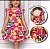 Vestido Feminino Infantil Alça e Detalhe de Amarrar nas Costas - Colorido Coração Colorido - Imagem 1