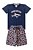 Conjunto Infantil Masculino Avistando O Tubarão - Camiseta Azul e Bermuda Tactel Tubarão - Imagem 1