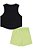 Conjunto de Cropped Preto em Ribana 1x1 e Short Saia Verde em Moletom - Ref 74426 - Vic&Vicky - Imagem 5
