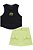 Conjunto de Cropped Preto em Ribana 1x1 e Short Saia Verde em Moletom - Ref 74426 - Vic&Vicky - Imagem 4