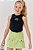 Conjunto de Cropped Preto em Ribana 1x1 e Short Saia Verde em Moletom - Ref 74426 - Vic&Vicky - Imagem 2
