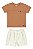 Conjunto Infantil Masculino com Camiseta Laranja em Meia Malha e Bermuda Off em Moletinho Linho - Colorittá - Ref 72194 - Imagem 3