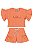 Conjunto Infantil Feminino - Blusa Laranja Flor e Short Canelado - Colorittá - Ref 73432 - Imagem 1