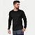 CAMISETA VOLEIO MANGA LONGA FITNESS LISA PRETA COM  PROTEÇÃO UV  MASCULINA ADULTO - Imagem 1