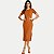 VESTIDO DOCE TRAMA MANGA CURTA CARAMELO MALHA CANELADO MIDI FEMININO - Imagem 1
