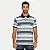POLO PITT MANGA CURTA COMFORT MALHA LISTRADA AZUL JEANS MASCULINA ADULTO - Imagem 1
