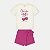CONJUNTO VERÃO ALAKAZOO SHORT E BLUSA MANGA CURTA ROSA DE MALHA FEMININO INFANTIL - Imagem 1