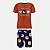 CONJUNTO VERÃO ALAKAZOO BERMUDA E CAMISETA MANGA CURTA TERRACOTA DE MALHA MASCULINO INFANTIL - Imagem 1