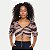 BLUSA DOCE TRAMA 3/4 TULE ESTAMPADO PRETO CROPPED FEMININO ADULTO - Imagem 1