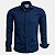 CAMISA AMIL MANGA LONGA SLIM MISTA LISA SEM BOLSO AZUL MARINHO MASCULINO ADULTO - Imagem 1