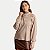 BLUSA LUNENDER MANGA LONGA MALHA LISTRADA GOLA ALTA BEGE FEMININO ADULTO - Imagem 1