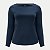 BLUSA LUNENDER MANGA LONGA MULHER MALHA CANELADA AZUL MARINHO FEMININO ADULTO - Imagem 2