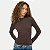 BLUSA HERING MANGA LONGA MALHA CANELADA GOLA MARROM FEMININO ADULTO - Imagem 1