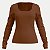BLUSA LUNENDER MANGA LONGA MALHA MARROM FEMININO ADULTO - Imagem 1