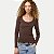 BLUSA HERING MANGA LONGA MALHA CANELADA MARROM FEMININO ADULTO - Imagem 1