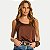 BLUSA DOCE TRAMA REGATA CETIM CAFÉ FEMININO ADULTO - Imagem 1