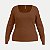BLUSA LUNENDER MANGA LONGA MAIS MULHER MALHA MARROM FEMININO ADULTO - Imagem 1