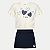 CONJUNTO VERÃO ALAKAZOO SHORT E BLUSA MANGA CURTA MALHA AZUL MARINHO FEMININO INFANTIL - Imagem 1