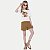 CONJUNTO VERÃO ALAKAZOO SHORT E BLUSA MANGA CURTA ALGODÃO CARAMELO FEMININO INFANTIL - Imagem 1