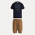 CONJUNTO VERÃO ALAKAZOO BERMUDA MOLETOM E CAMISETA MANGA CURTA MARROM MASCULINO INFANTIL - Imagem 1