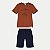CONJUNTO VERÃO ALAKAZOO BERMUDA E CAMISETA MANGA CURTA ALGODÃO LARANJA MASCULINO INFANTIL - Imagem 1