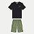 CONJUNTO VERÃO ALAKAZOO BERMUDA E CAMISETA MANGA CURTA MISTO PRETO MASCULINO INFANTIL - Imagem 1